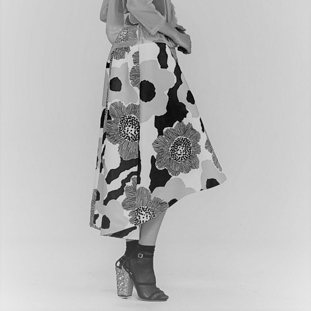 TRELISE COOPER Sunflower Soul Floral Kitty Hi Low Midi Skirt - Picture 5 of 10